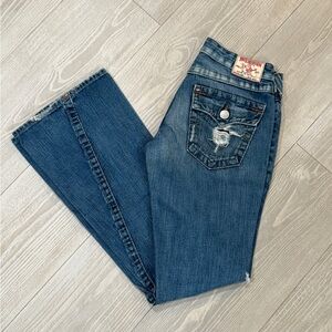 True Religion Blue Flare Wide Leg Jeans